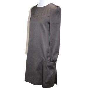 Jil Sander x Uniqlo Dress Small Women's Poly Cotton Charcoal Brown Side Pocket